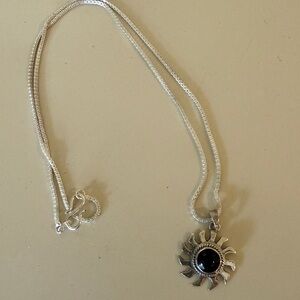 Silver Sun Pendant Necklace